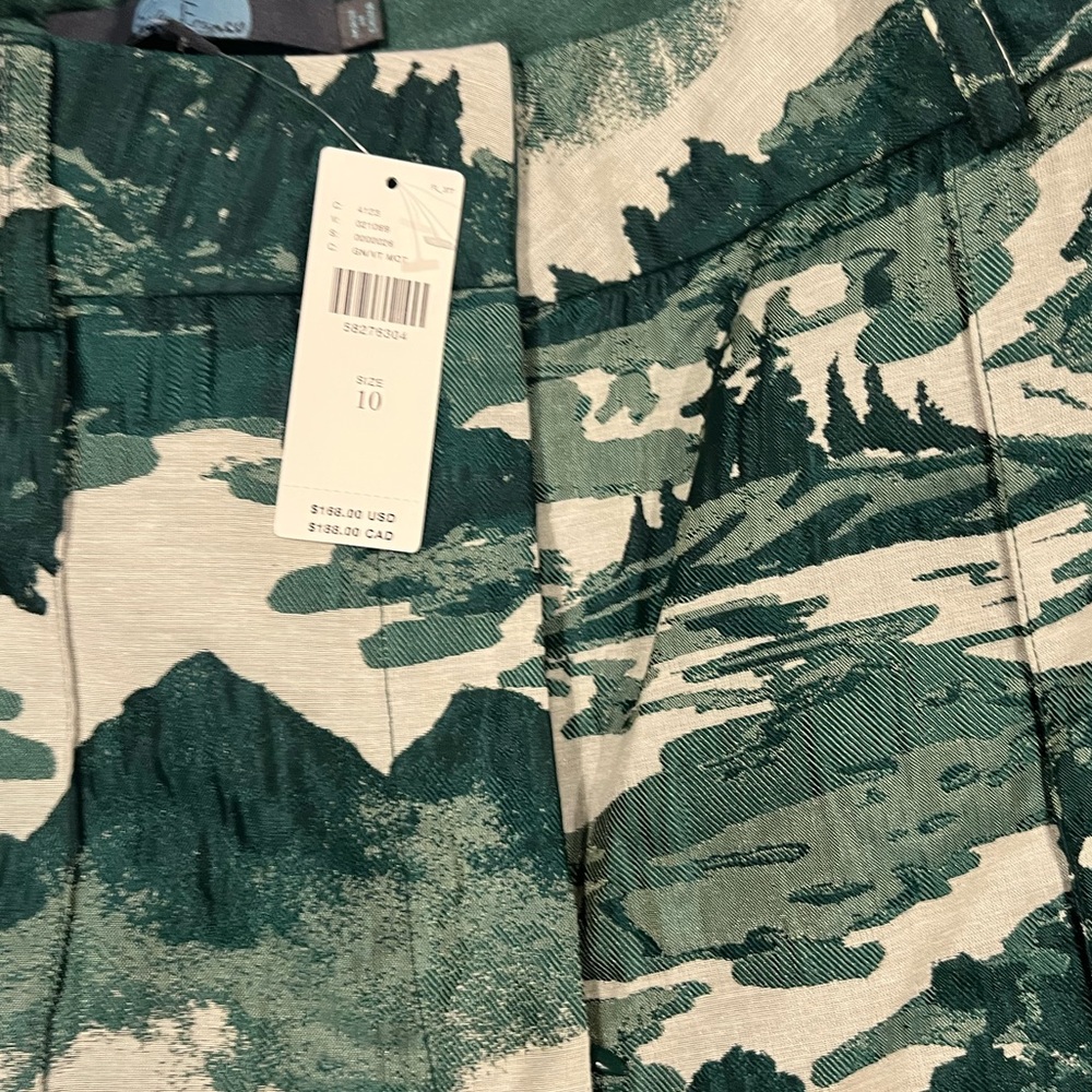 Anthropologie Green Patterned Straight Leg Pants - Picture 5 of 6